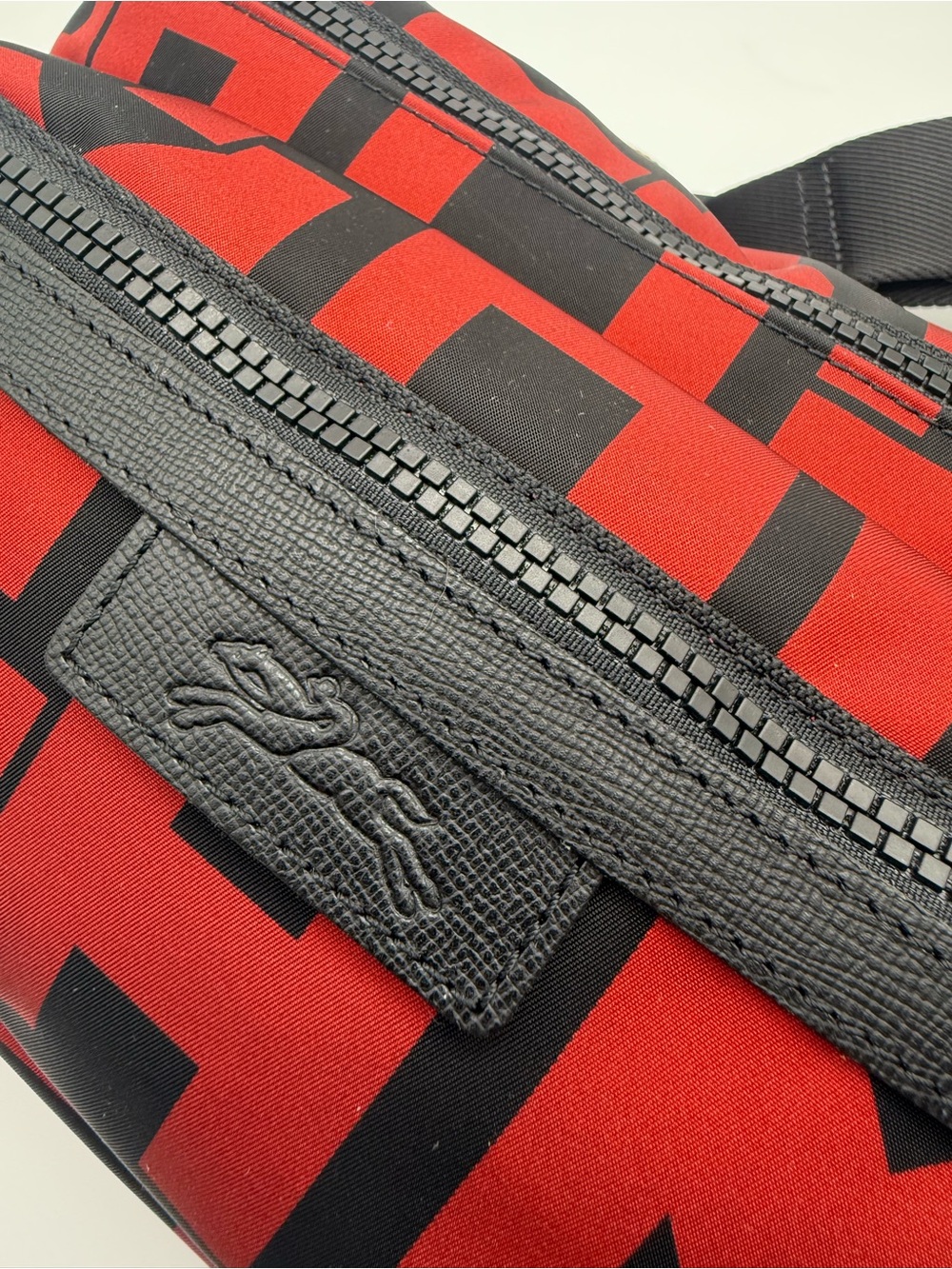 Longchamp Red and Black Logo-Print Belt Bag - Picture 4 of 13